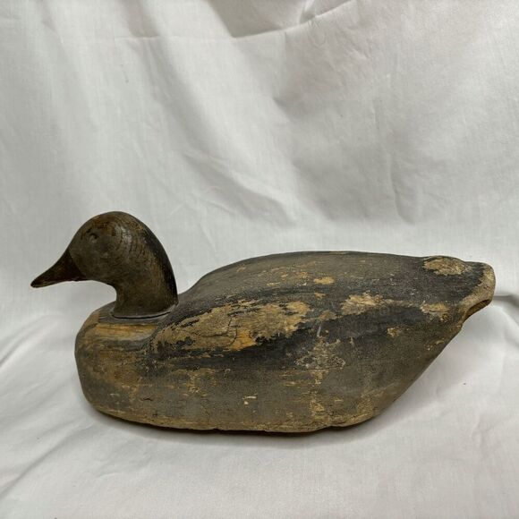 Vintage Balsa Wood Hunting Duck Decoy w/Weight Missing One Glass Eye - Picture 1 of 9